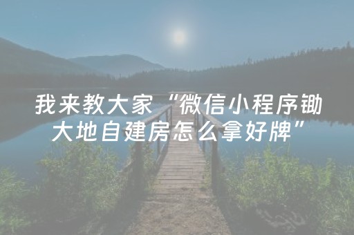我来教大家“微信小程序锄大地自建房怎么拿好牌”（插件可信吗)