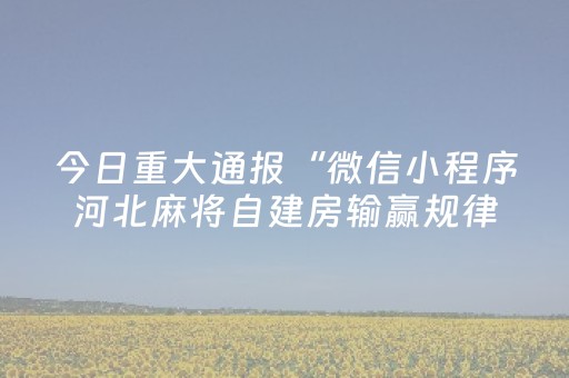 今日重大通报“微信小程序河北麻将自建房输赢规律”（怎么能调好牌)