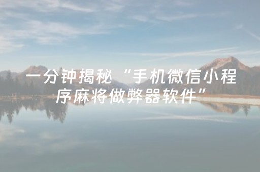 一分钟揭秘“手机微信小程序麻将做弊器软件”（辅助神器免费)