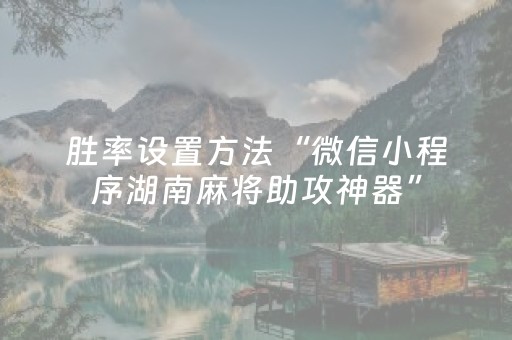 胜率设置方法“微信小程序湖南麻将助攻神器”（专用神器下载)