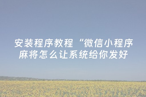 安装程序教程“微信小程序麻将怎么让系统给你发好牌”（怎么才会赢)