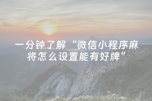 一分钟了解“微信小程序麻将怎么设置能有好牌”（专用神器下载)