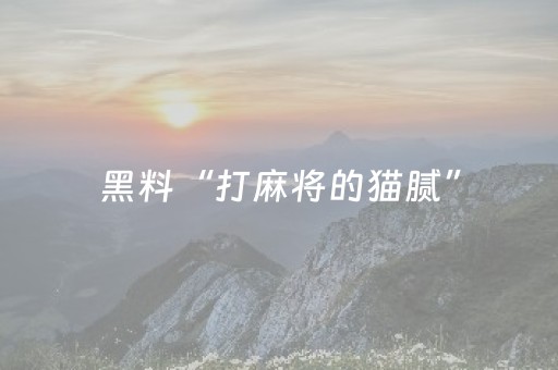 黑料“打麻将的猫腻”（怎么调胜率)