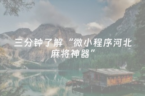 三分钟了解“微小程序河北麻将神器”（必赢神器)