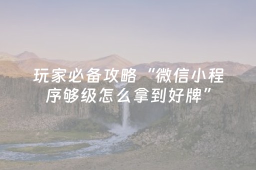 玩家必备攻略“微信小程序够级怎么拿到好牌”（必赢神器)