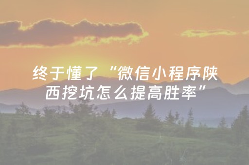 终于懂了“微信小程序陕西挖坑怎么提高胜率”（怎么调胜率)