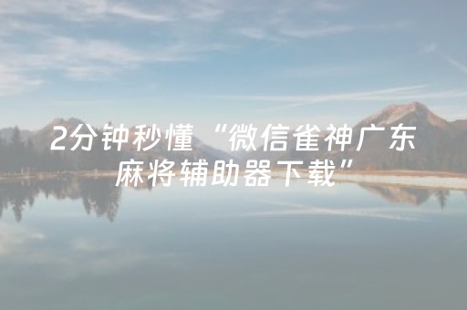 2分钟秒懂“微信雀神广东麻将辅助器下载”（有什么诀窍)