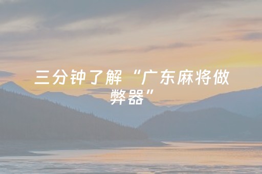 三分钟了解“广东麻将做弊器”（怎么能让牌好一点)