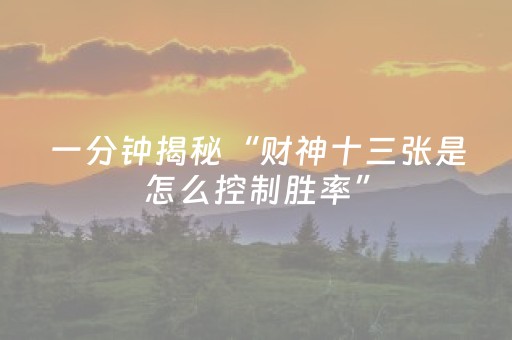 一分钟揭秘“财神十三张是怎么控制胜率”（自建房胜负规律)