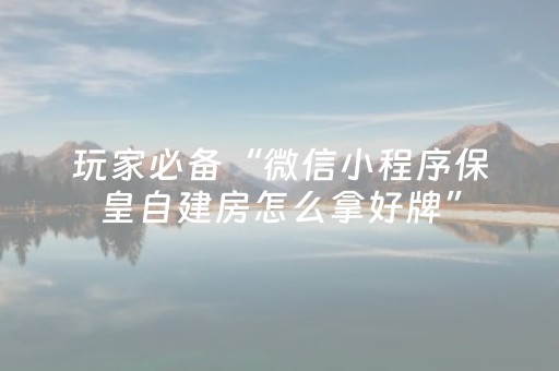 玩家必看“微信小程序陕西麻将助赢神器”（神器通用版)