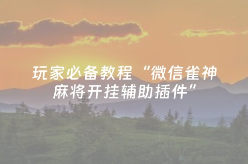 玩家必备教程“微信雀神麻将开挂辅助插件”（开挂辅助器脚本)