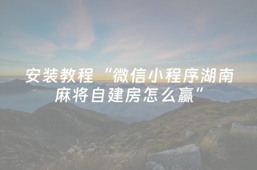 安装教程“微信小程序湖南麻将自建房怎么赢”（必赢神器)