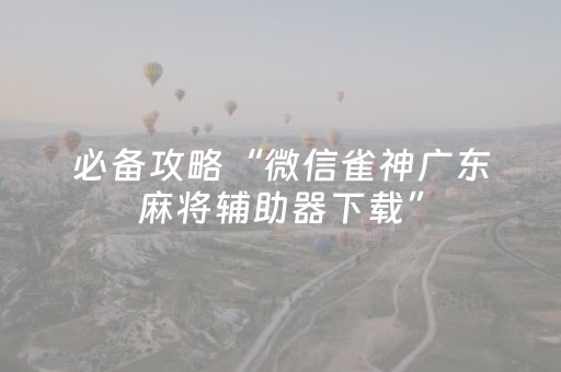 必备攻略“微信雀神广东麻将辅助器下载”（辅助器下载)
