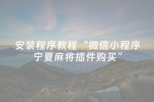 安装程序教程“微信小程序宁夏麻将插件购买”（自建房怎么拿好牌)