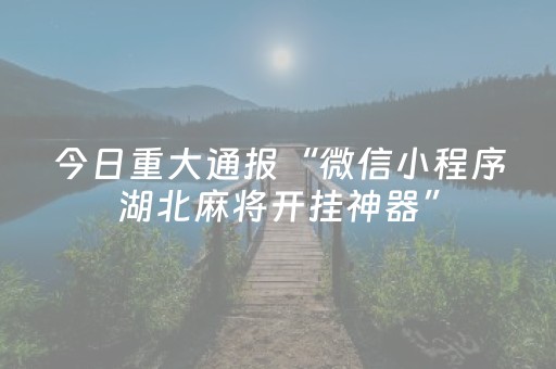 今日重大通报“微信小程序湖北麻将开挂神器”（必赢神器辅助器)
