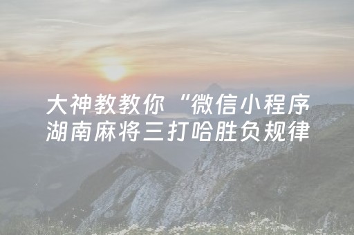 大神教教你“微信小程序湖南麻将三打哈胜负规律”（必赢神器辅助器)