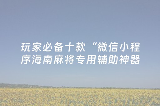 玩家必备十款“微信小程序海南麻将专用辅助神器”（是否能开挂)