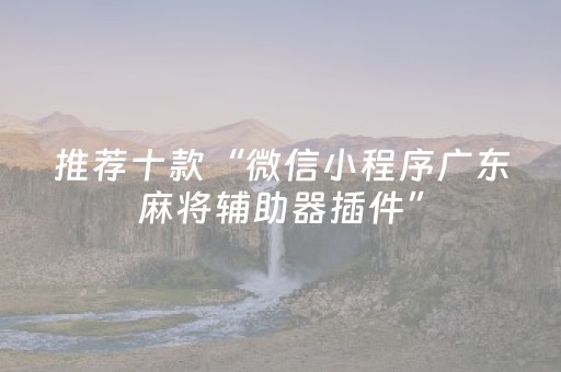 推荐十款“微信小程序广东麻将辅助器插件”（开挂辅助插件)