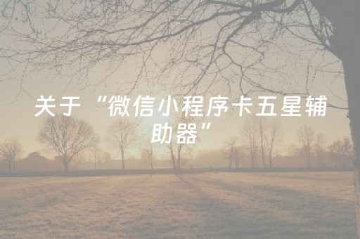 关于“微信小程序卡五星辅助器”（输赢跟id号有关系吗)