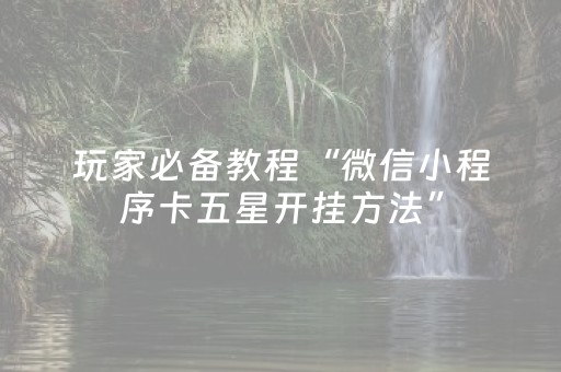 玩家必备教程“微信小程序卡五星开挂方法”（自建房怎么拿好牌)