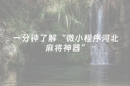 一分钟了解“微小程序河北麻将神器”（自建房怎么赢)