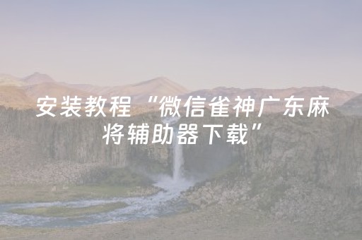安装教程“微信雀神广东麻将辅助器下载”（开挂神器下载)