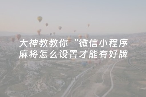 大神教教你“微信小程序麻将怎么设置才能有好牌”（控牌神器)