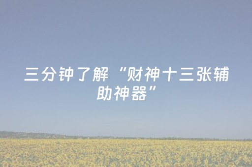 三分钟了解“财神十三张辅助神器”（怎么能得到好牌)