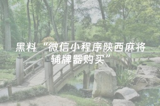 黑料“微信小程序陕西麻将辅牌器购买”（辅助神器免费)