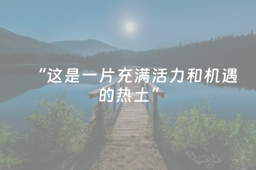 “这是一片充满活力和机遇的热土”
