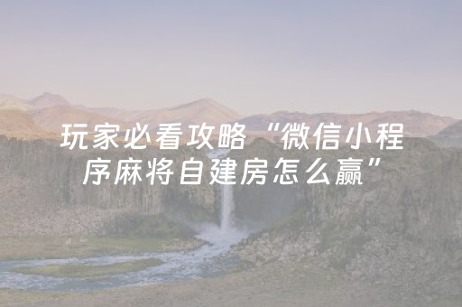 玩家必看攻略“微信小程序麻将自建房怎么赢”（专用神器下载)