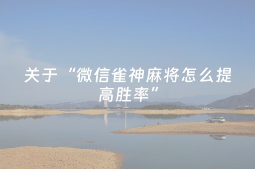 关于“微信雀神麻将怎么提高胜率”（神器通用版)