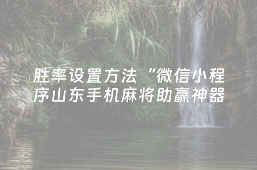 胜率设置方法“微信小程序山东手机麻将助赢神器”（插件开挂免费AI)