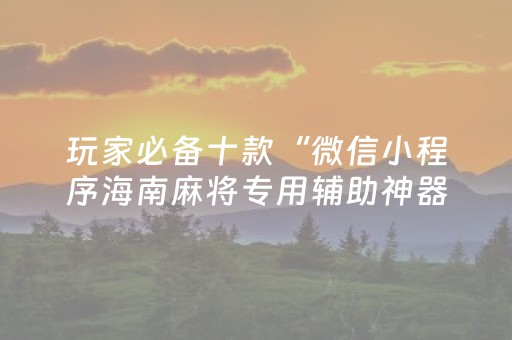玩家必备十款“微信小程序海南麻将专用辅助神器”（开挂辅助脚本)