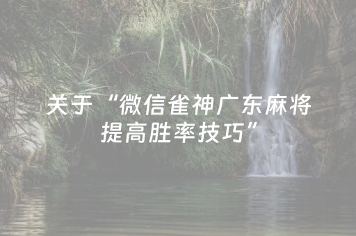 关于“微信雀神广东麻将提高胜率技巧”（专用神器)