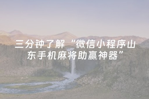 三分钟了解“微信小程序山东手机麻将助赢神器”（确实有插件吗)