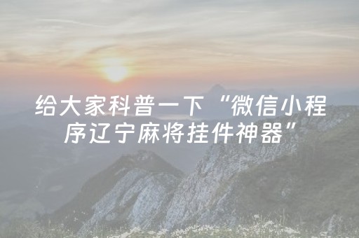 给大家科普一下“微信小程序辽宁麻将挂件神器”（怎么设置能有好牌)