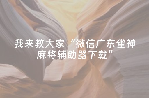 我来教大家“微信广东雀神麻将辅助器下载”（辅助神器免费)