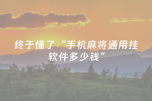 终于懂了“手机麻将通用挂软件多少钱”（辅助器通用版)