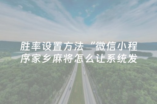 胜率设置方法“微信小程序家乡麻将怎么让系统发好牌”（攻略插件)