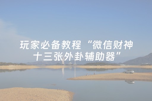 玩家必备教程“微信财神十三张外卦辅助器”（提高胜率技巧)