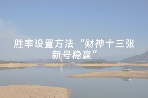 胜率设置方法“财神十三张新号稳赢”（自建房怎么拿好牌)