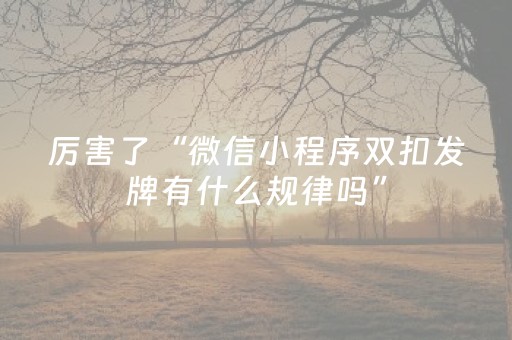 厉害了“微信小程序双扣发牌有什么规律吗”（必赢神器)