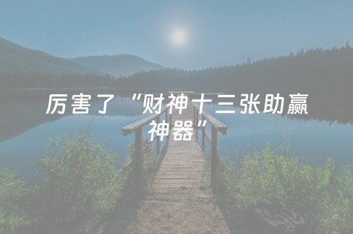 厉害了“财神十三张助赢神器”（万能开挂器)