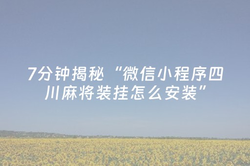 7分钟揭秘“微信小程序四川麻将装挂怎么安装”（怎么调胜率)