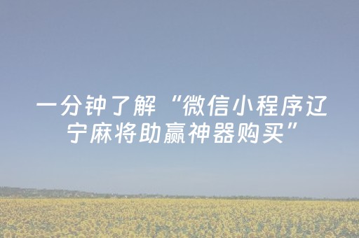 一分钟了解“微信小程序辽宁麻将助赢神器购买”（赢的技巧规律)