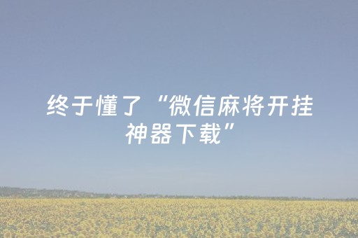 终于懂了“微信麻将开挂神器下载”（是否能开挂)