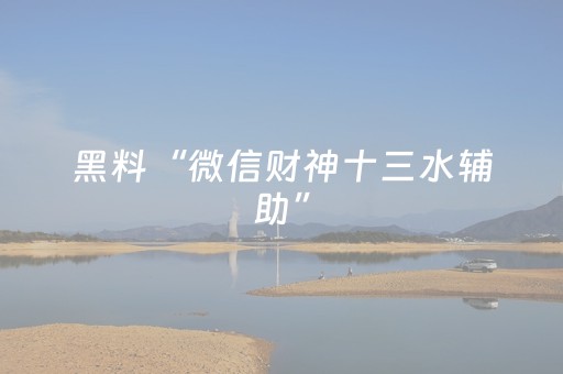 黑料“微信财神十三水辅助”（开挂辅助脚本)