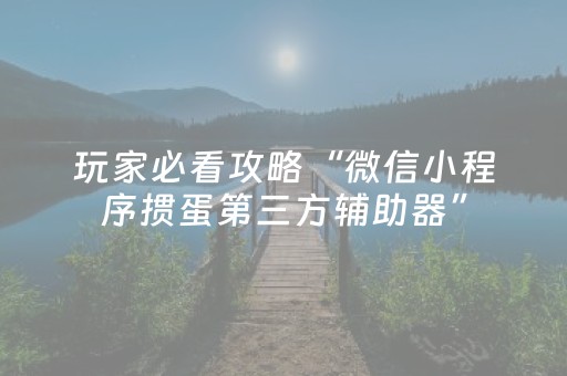 玩家必看攻略“微信小程序掼蛋第三方辅助器”（如何让系统发好牌)