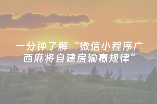一分钟了解“微信小程序广西麻将自建房输赢规律”（助攻神器)